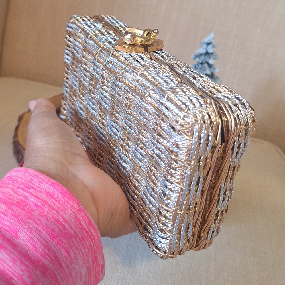  Vintage Bonwit Teller Golden And Silver Metal Handbag